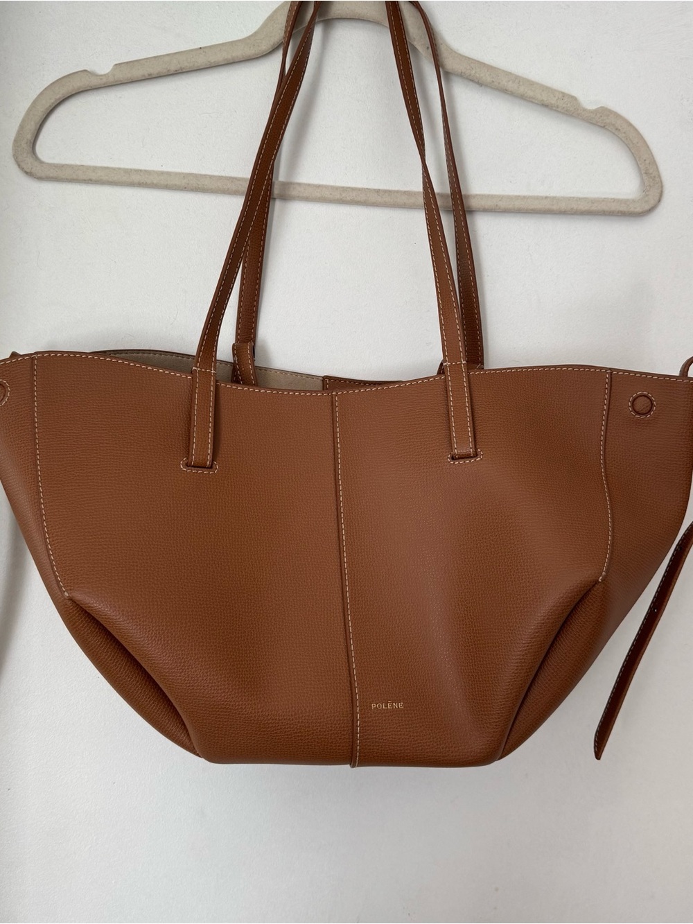 Polene Camel Cyme Mini Leather Tote Bag
